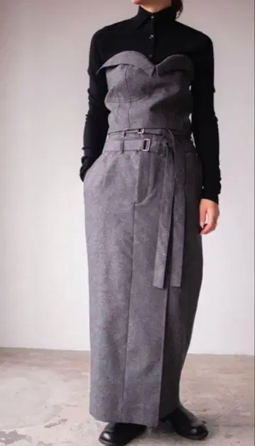 제인스미스 더블 벨트 트위드 스커트