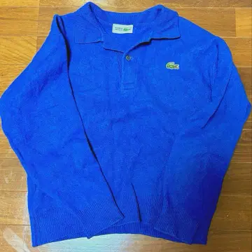 80s~90s CHEMISE LACOSTE 울 100% 니트 폴로 파랑