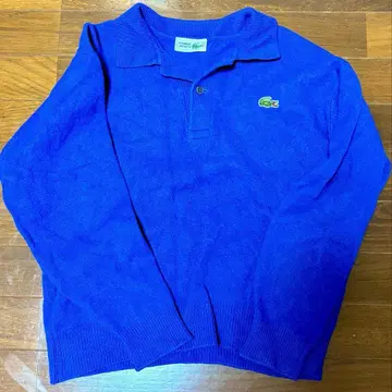 80s~90s CHEMISE LACOSTE 울 100% 니트 폴로 파랑