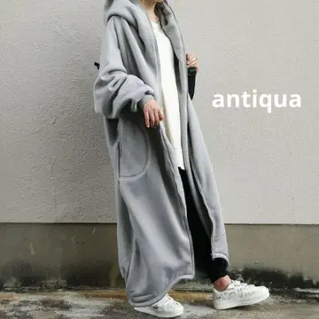 antiqua 안티카 가볍고 따뜻한 볼륨 지퍼 롱 보아 코트