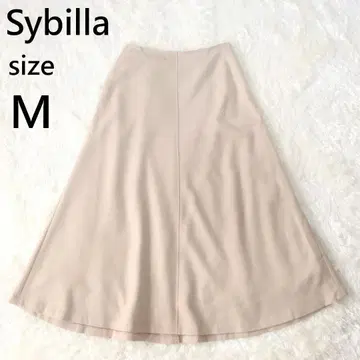 시빌라 Sybilla 울 플레어 롱 스커트 종아리 기장 베이지 M