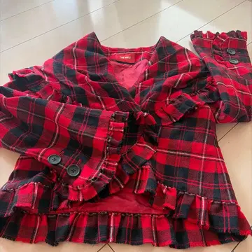 PINK HOUSE 귀여운 프릴 체크 자켓