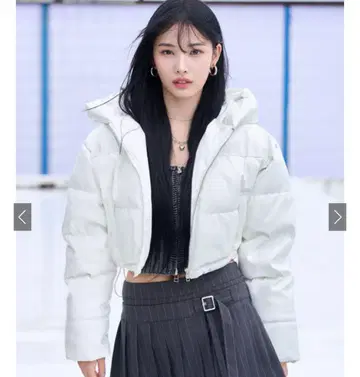 가죽 숏 기장 후드 블루종