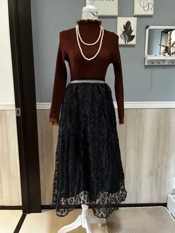 미카레미카레 레오파드 튤 리버서블 스커트