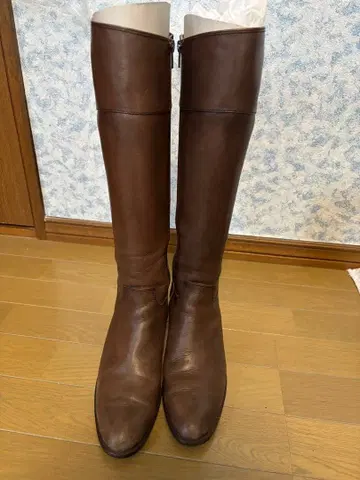 브라운 가죽 롱 부츠 pitti