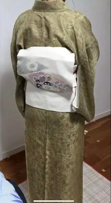 남락토염 낙관 포함 순수 실크 매실행 갈색 이로무지 손바느질 마감