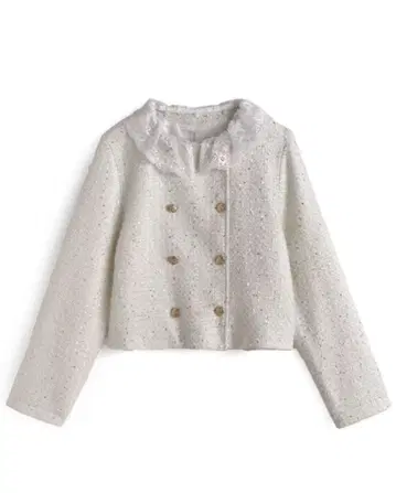 GRL/그레일 2Way 레이스 더블 버튼 트위드 자켓