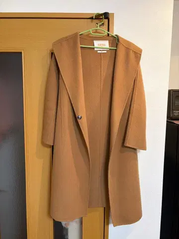 100% 울 카멜 롱 코트 벨트 포함