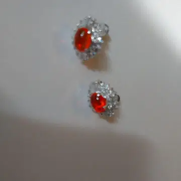 파이어 오팔과 다이아 귀걸이