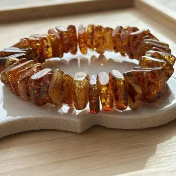 천연 앰버 팔찌 독특한 모양!