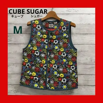 새상품급 큐브 슈가 충전솜 베스트 꽃무늬 여성용 M