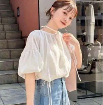 WOMEN 폴리에스테르 칠부 소매 블라우스 FREE 사이즈