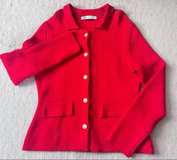 ZARA 골드 버튼 가디건 빨간색