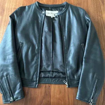 Ray BEAMS 블랙 노카라 시어링 가죽 자켓