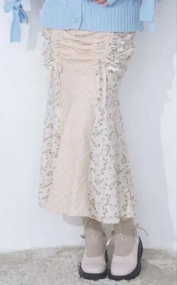 merry jenny flower check 개더 스커트 아이보리