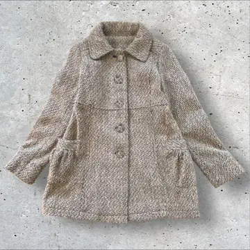 레트로 트위드 코트 베이지 구제 의류