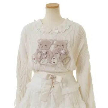 LIZLISA Twin Bears 니트탑 화이트