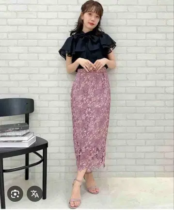 스윙글 레이스 타이트 스커트 핑크 Swingle