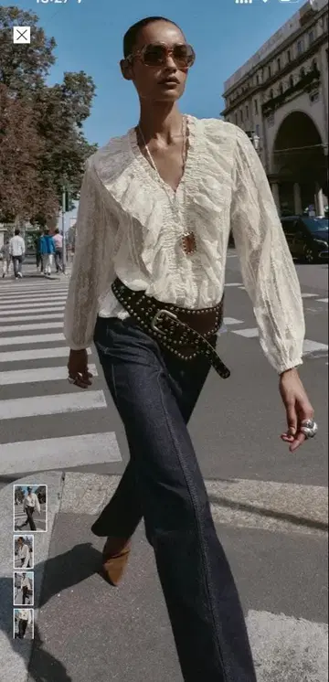 ZARA 화이트 레이스 프릴 긴팔 셔츠 very 게재