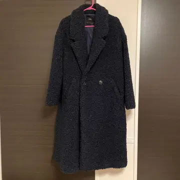 ZARA 테디베어 보아 코트 두꺼운 네이비 M 사이즈