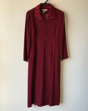 [ 새상품급 ] 버건디 레이스 옷깃 A라인 원피스 헤이세이 레트로 M~L