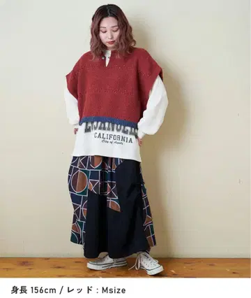 판초 니트 베스트 빨간색 CUBESUGAR 큐브 슈가