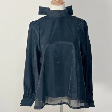 앞뒤로 연출 가능한 2way 오간자 보타이 리본 블라우스 블랙 FREE