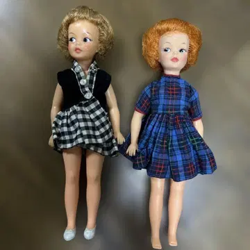 체크 무늬 인형 2개 세트 페퍼