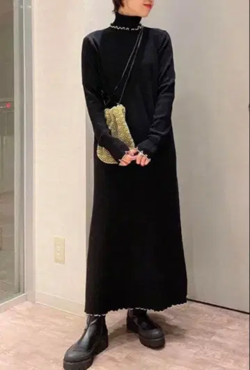 JEANASIS 리브 터틀 니트 원피스