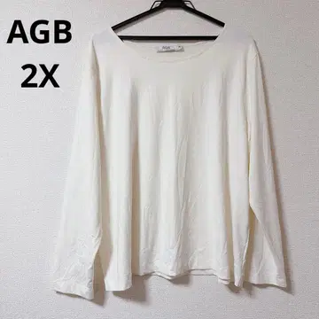 AGB 화이트 긴팔 티셔츠 2X 패션 여성용 상의