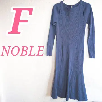 NOBLE 노블 리브 니트 롱 원피스 블루 F 머메이드