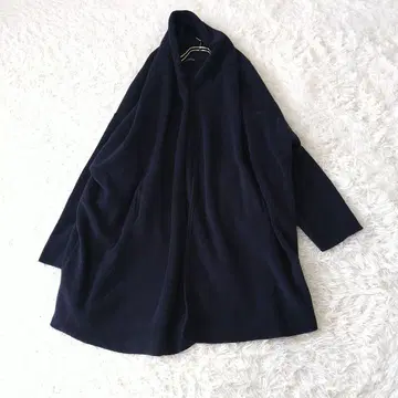 mizuiro ind 드레이프 플리스 울 롱 가디건 코트 F 네이비