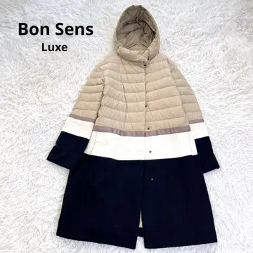 본상스 럭스 이소재 절개 후드 부착 다운 코트 후디드 롱 기장