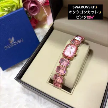 스와로브스키 옥타곤컷 핑크 팔찌 시계