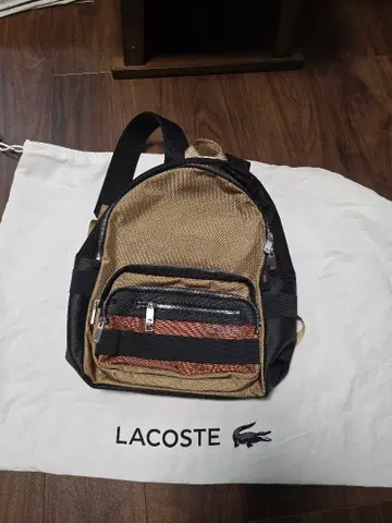 LACOSTE 나일론 백팩 베이지/블랙