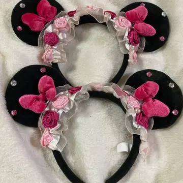 미니 리본 장미 레이스 머리띠 디즈니