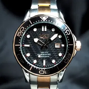 새상품 LIGE 블랙 골드 남성용 워치 손목시계 보증 포함 베젤 링