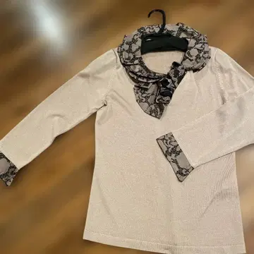 AUSTIN REED 레이스 부착 칠부 소매 상의 38