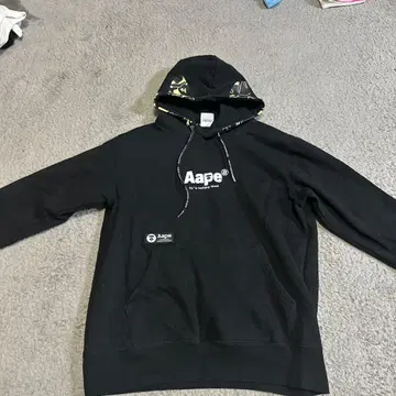 Aape 블랙 후드티 후드 카모 무늬