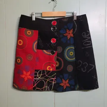 패치워크 자수 랩스커트 멀티 컬러 꽃무늬 이탈리아제