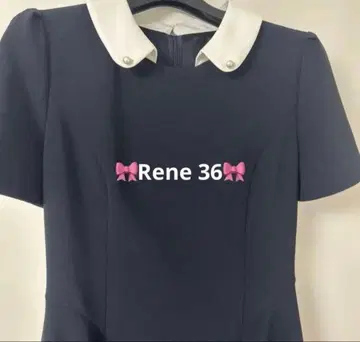 르네 화이트 카라 부착 플레어 원피스 36 새상품급