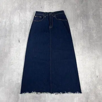 C131 새상품급 빅존 플레어 스커트 맥시 길이 데님 다크 네이비 일본제