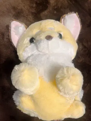 옐로우 컬러 강아지 봉제 인형 중형