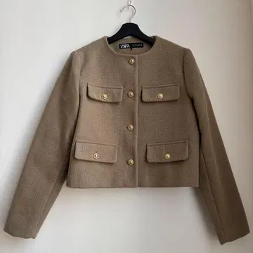 [미사용품] ZARA 자라 플랩 크롭 자켓 카키