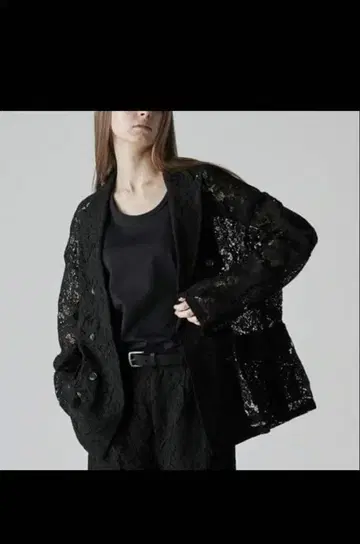 CLEL 루즈 코드 레이스 더블 테일러드 자켓 블랙 XS 사이즈