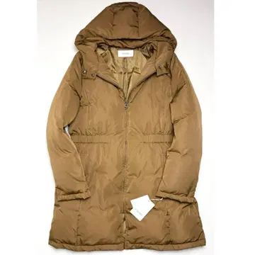 [미사용] PINORE(피노레) 후디드 다운 코트/허리밴딩/카멜