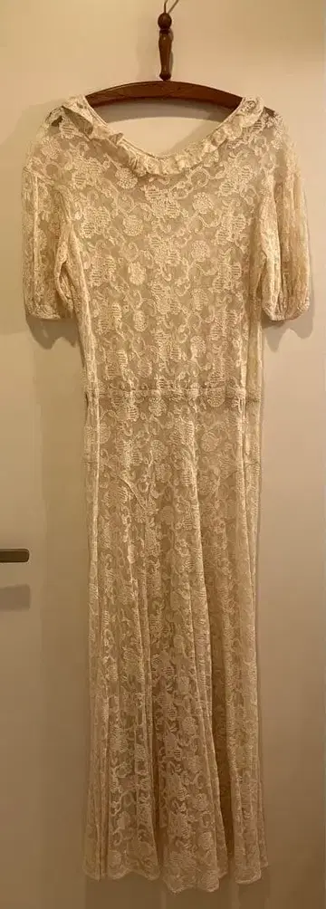 앤티크 튤 레이스 아이보리 롱 원피스 드레스