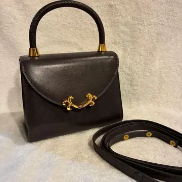 유키코 하나이 가죽 핸드백 2way 포멀 그레이 미니