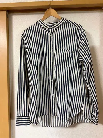 TIGRE BROCANTE 히코리 스트라이프 스탠드 카라 긴팔 셔츠