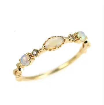 agete K10 오팔&다이아몬드 반지